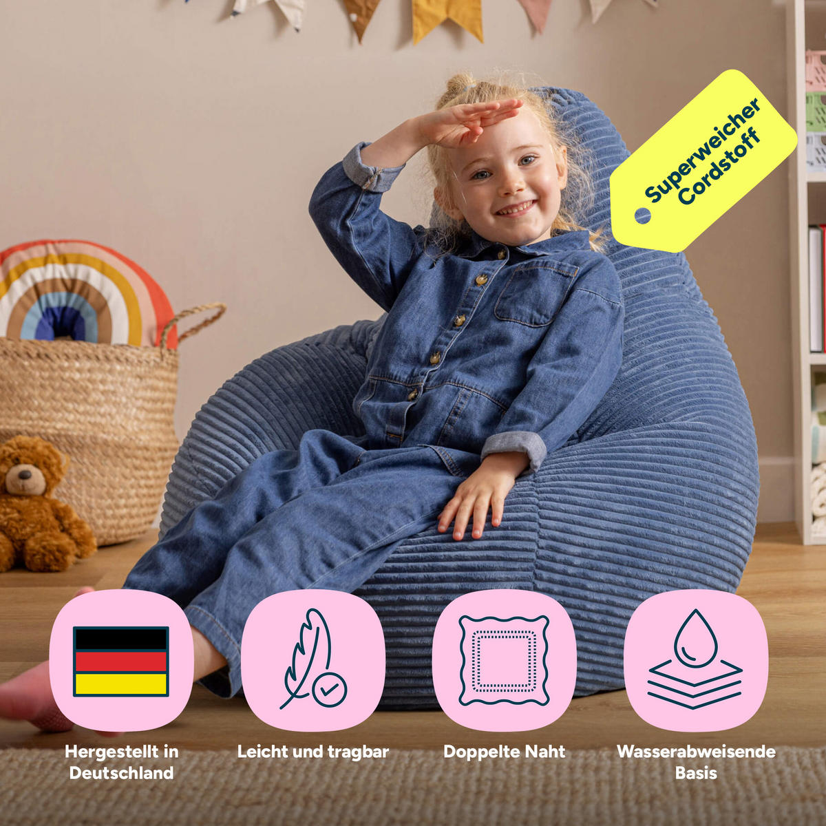 KINDERSITZSACK Sessel Dalton - Blau, Textil (69/59/65cm) - icon