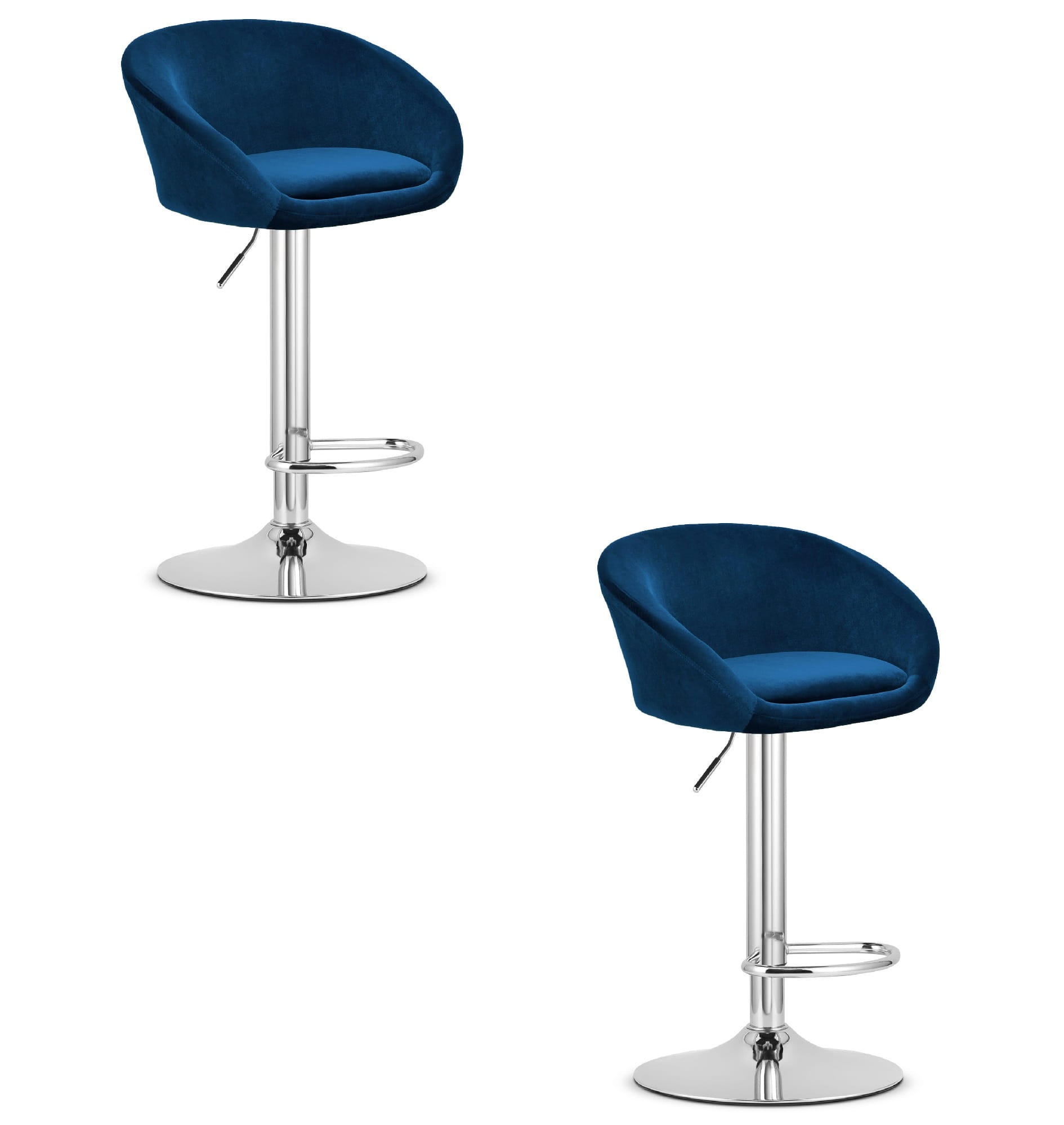 BARHOCKER 2-er Set EAST marineblauer Sitz, Chrombasis - Dunkelblau, Textil (53/103/46cm) - Valora