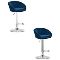 BARHOCKER 2-er Set EAST marineblauer Sitz, Chrombasis - Dunkelblau, Textil (53/103/46cm) - Valora