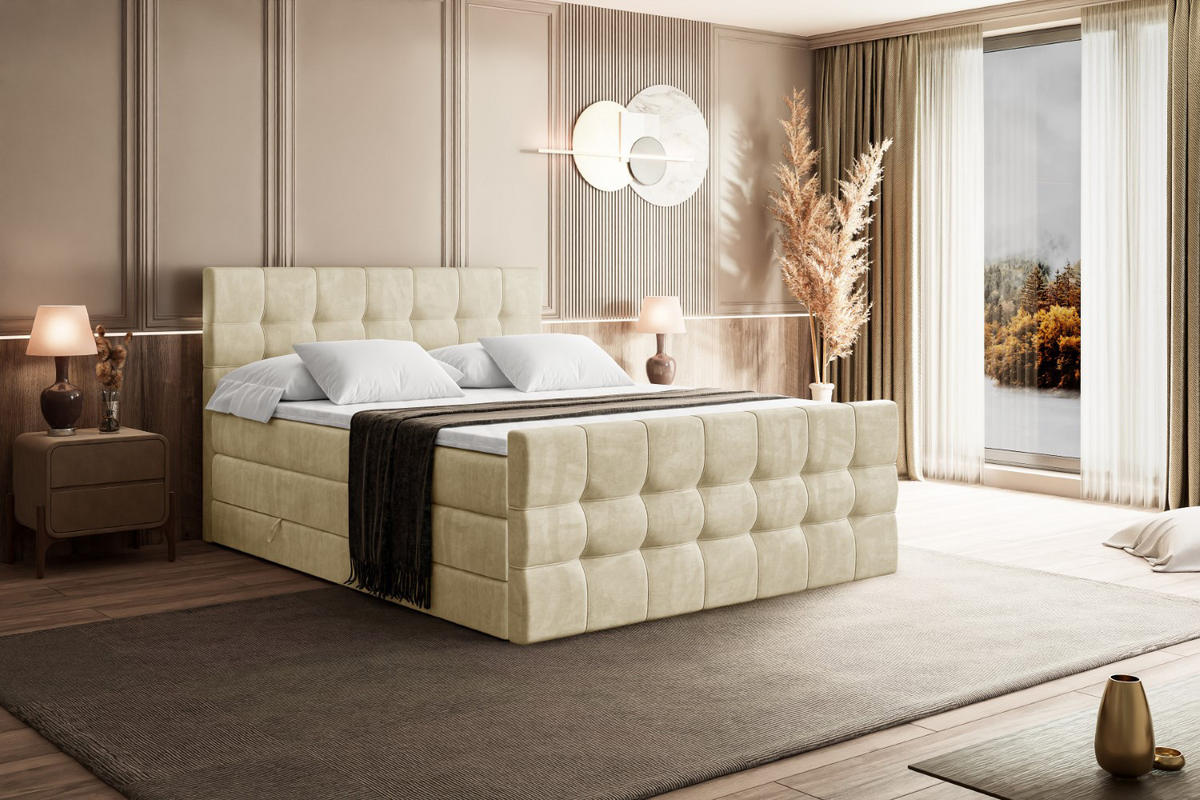 BOXSPRINGBETT BERO-Z KING - 120 x 200 - H3/H4 - Beige - Beige, Holzwerkstoff (120/200cm) - ALTDECOR