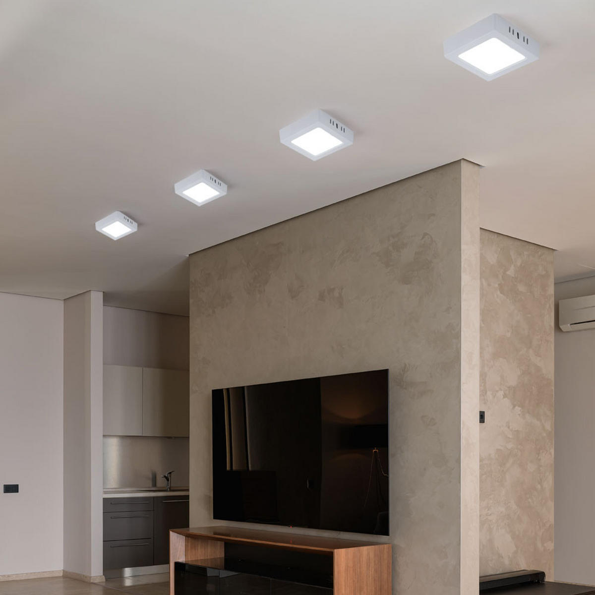 LED DECKENLEUCHTE Aufbau Weiß - Weiß, Kunststoff (12/12/3cm)