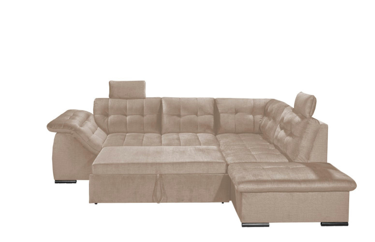 ECKSOFA mit Schlaffunktion und Bettkasten - Creme, Kunststoff/Textil (217/283cm) - ed exciting design