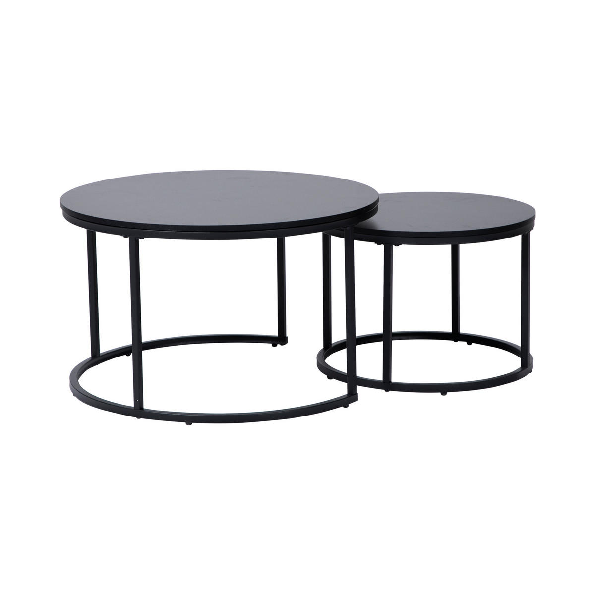 COUCHTISCH 2er Set rund schwarz - Schwarz, Holzwerkstoff (70/70/42.5cm) - Home Collective