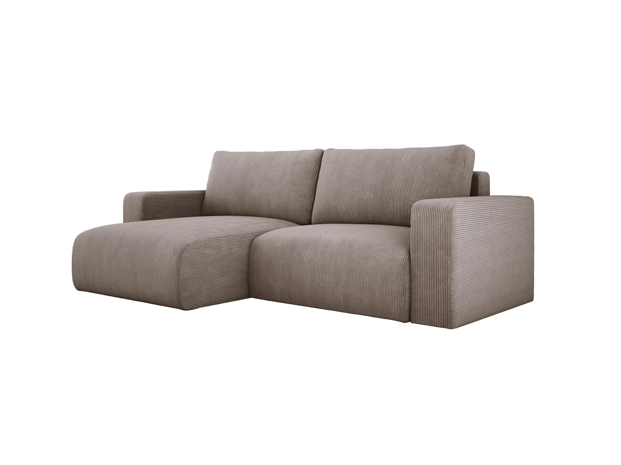 ECKSOFA Carl L-förmig Schlaffunktion und Bettkasten weicher Cordstoff flexibel stellbar lose Rückenkissen freistehend LINKS 143x247x83cm Cappuccino - Cappuccino, Holz/Textil (143/247cm) - DomoHome