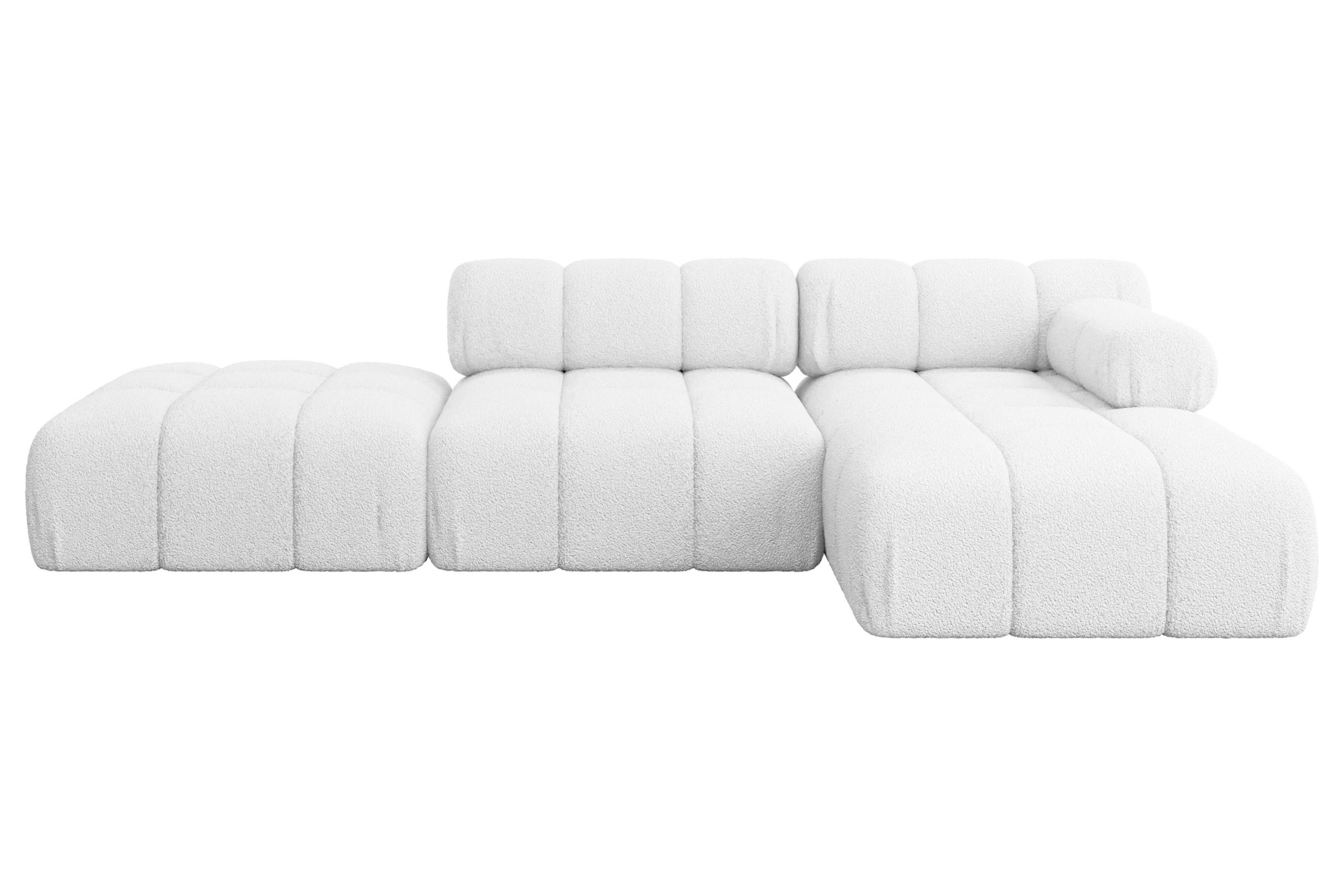 ECKSOFA modulares Sofa Lizur-L1 - 285x160x70 cm Weiß Bouclé - Weiß, Holzwerkstoff/Textil (285/160cm) - ALTDECOR