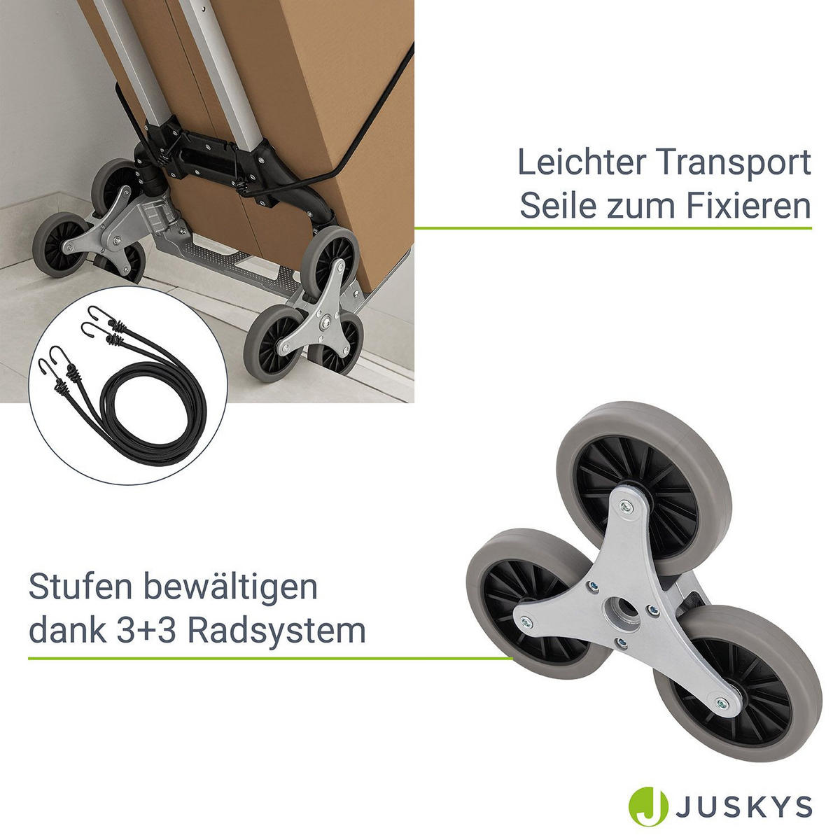TREPPENSACKKARRE klappbar inkl. Handschuhen - Grau, Metall (45/48/110cm) - Juskys