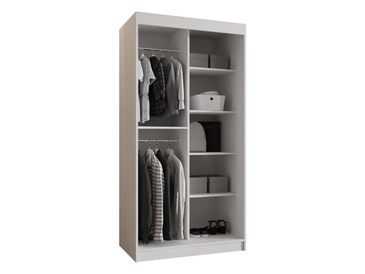 SCHWEBETÜRENSCHRANK Wika 100 cm - Silberfarben/Weiß, Holzwerkstoff/Kunststoff (100/200/62cm) - MIRJAN24