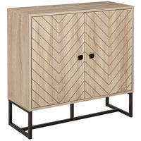 SIDEBOARD DE-10987 Chevron-Muster Holz/Schwarz - Naturfarben, Holzwerkstoff (80/80/29cm) - ComfortXL