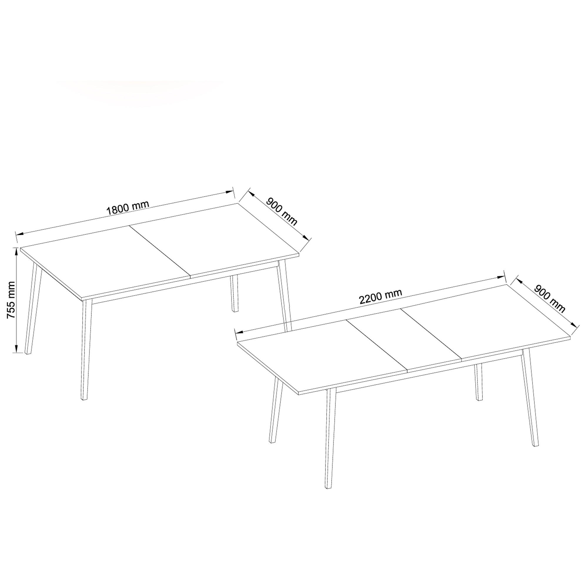 ESSTISCH VIDIS Esszimmer, Ausziehbar - Schwarz, Holzwerkstoff (90/180/76cm) - KONSIMO®