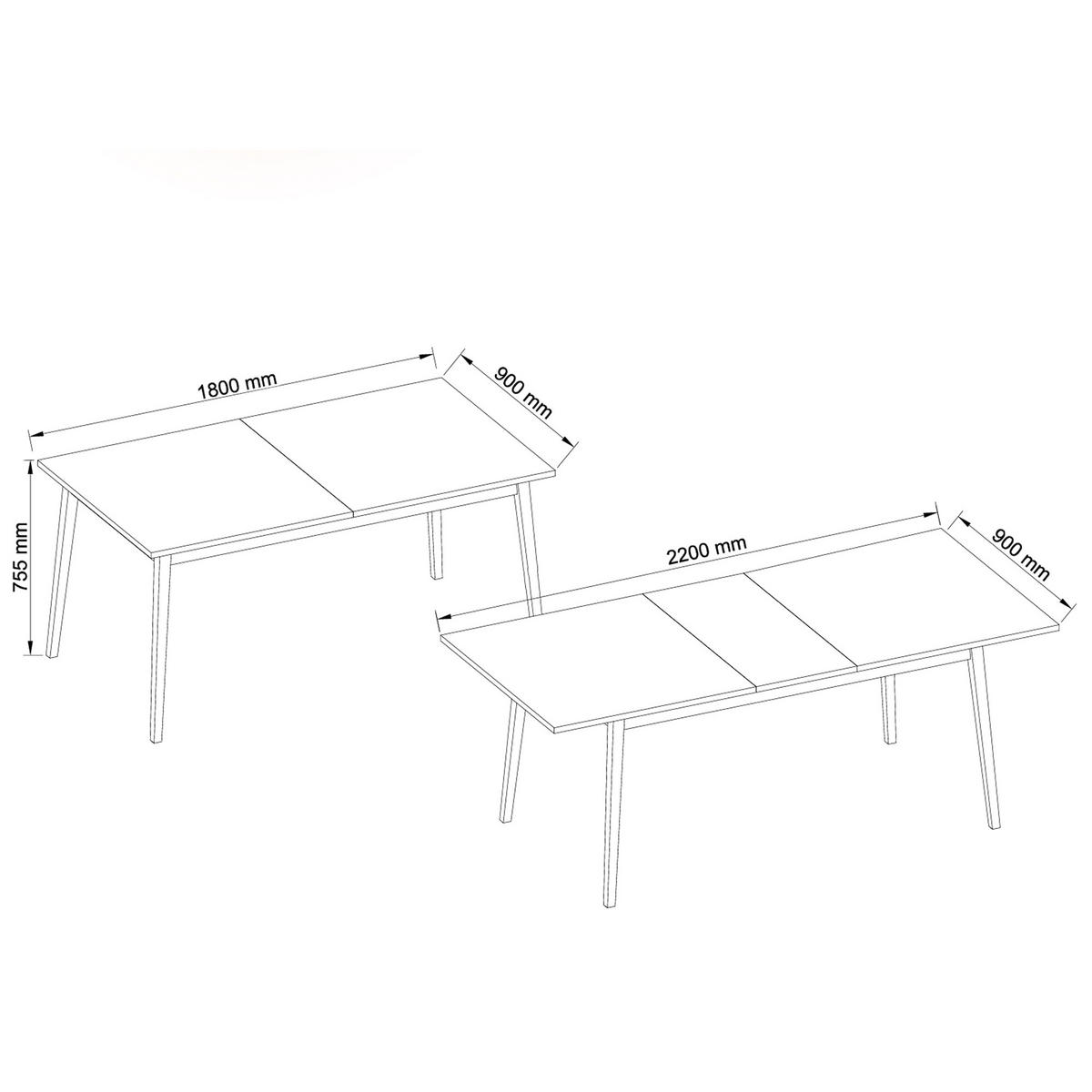 ESSTISCH VIDIS Esszimmer, Ausziehbar - Schwarz, Holzwerkstoff (90/180/76cm) - KONSIMO®