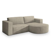 ECKSOFA SORELA P R-S Beige Kordstoff mit Schlaffunktion - Beige, Holz (263/174cm) - MASSENO