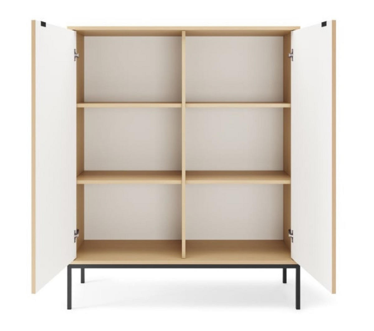 KOMMODE Vicenza Eiche K104 Hoch Schwarz Beine Mit Regalen - Beige, Holzwerkstoff (104/125/39cm) - Sepro Meble