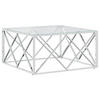 COUCHTISCH 80x80x40 cm Edelstahl und Glas - Silberfarben, Metall (80/80/40cm) - furnicato