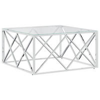 COUCHTISCH 80x80x40 cm Edelstahl und Glas - Silberfarben, Metall (80/80/40cm) - furnicato