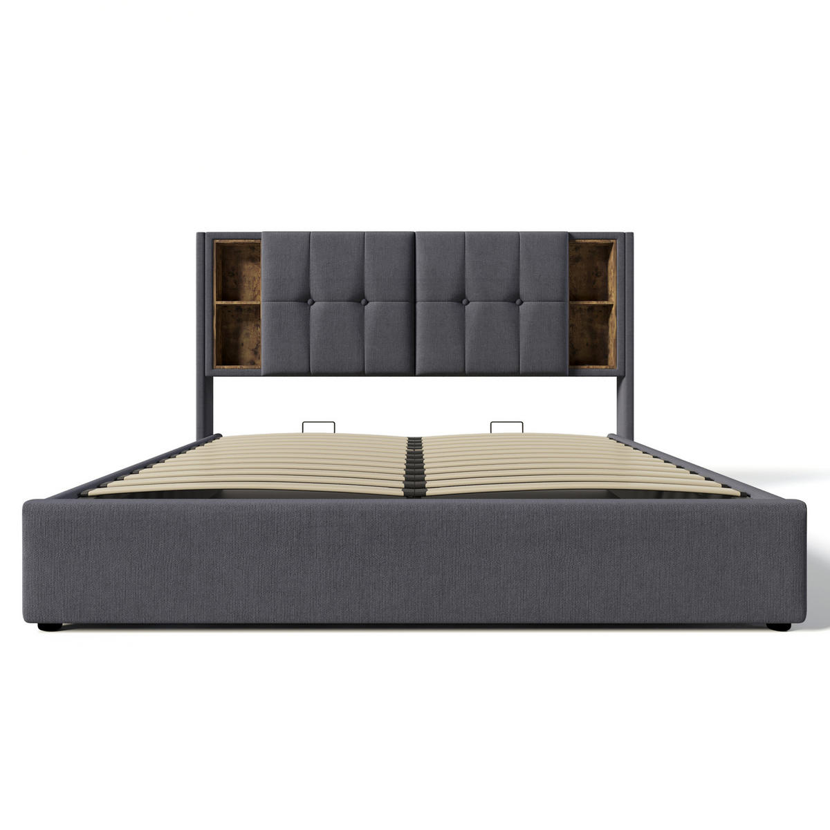 ČALÚNENÁ posteľ z bavlny 160x200 cm sivá s bezdrôtovým nabíjaním, USB a úložným priestorom - sivá, textil (160/200cm) - Modfu