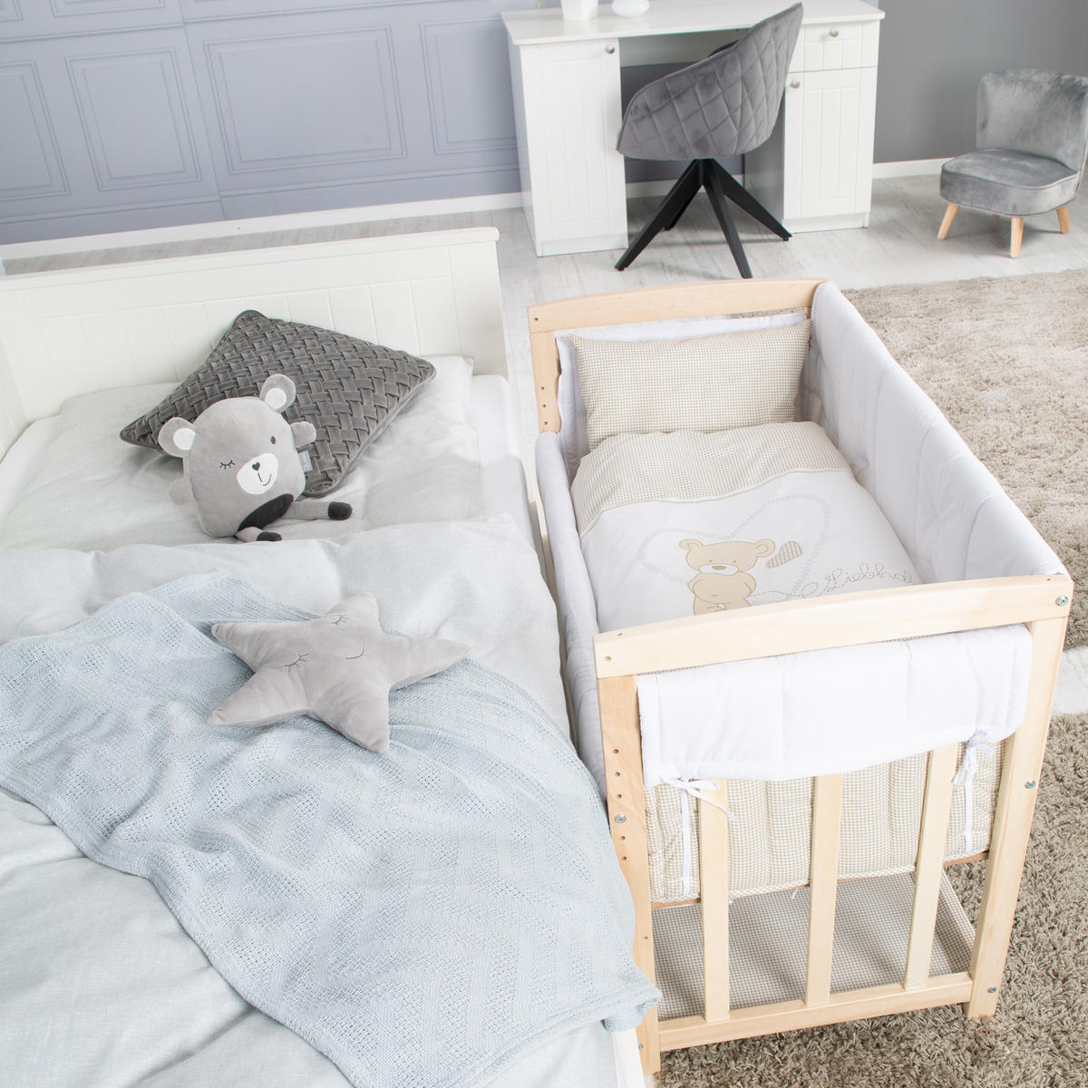 BEISTELLBETT Liebhabär 4in1 Set 90 x 45 cm - Naturfarben, Holzwerkstoff (45/90cm) - Roba