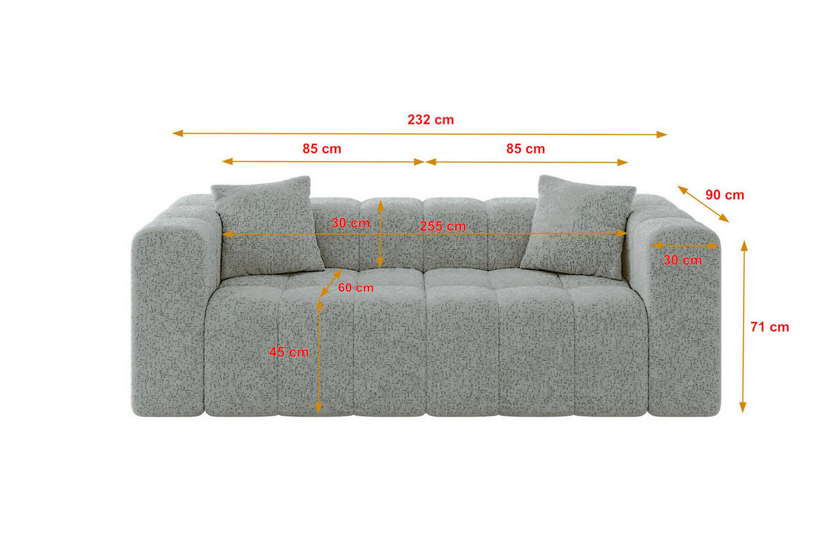 POHOVKA 2-MÍSTNÁ DONY-2 232x90x71 cm Zelená Žinylka - černá/mátově zelená, kompozitní dřevo/textil (232/71/90cm) - ALTDECOR