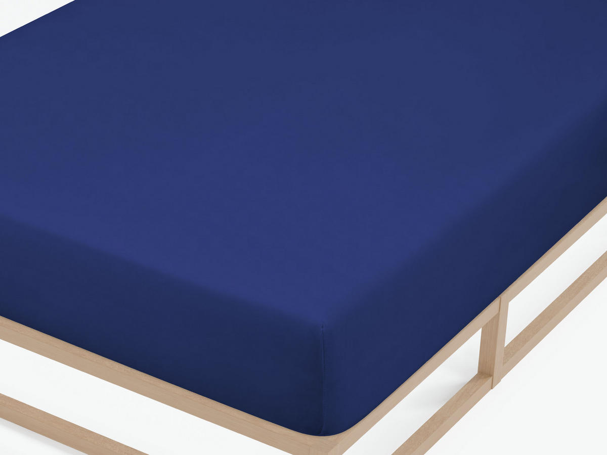 SPANNBETTTUCH Premium Jersey saphir, 180x200 cm - 200x200 cm - Dunkelblau, Textil (200/200cm) - biberna