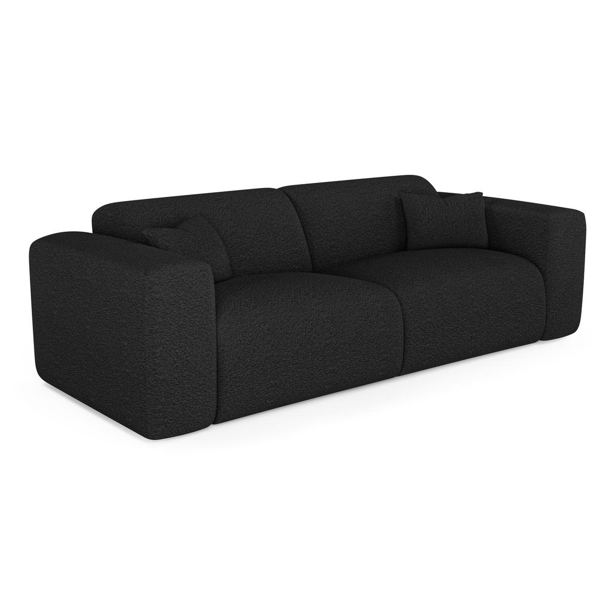 SCHLAFSOFA GERADE Bouclé-Stoff Dunkles Anthrazit 214cm - Anthrazit, Textil (214/73/95cm) - Sia Home