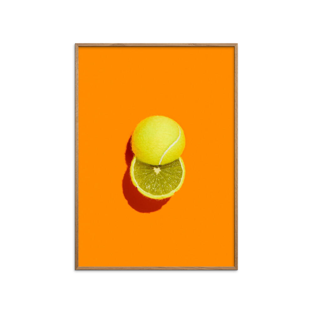 POSTER mit Rahmen Supermercat - Slice of lime - Eichefarben/Orange, Holz/Papier (70/100cm) - Poster&Frame