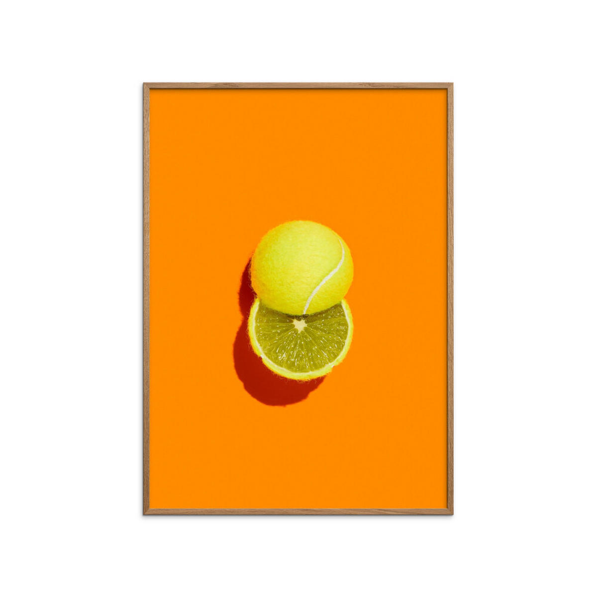 POSTER mit Rahmen Supermercat - Slice of lime - Eichefarben/Orange, Holz/Papier (70/100cm) - Poster&Frame
