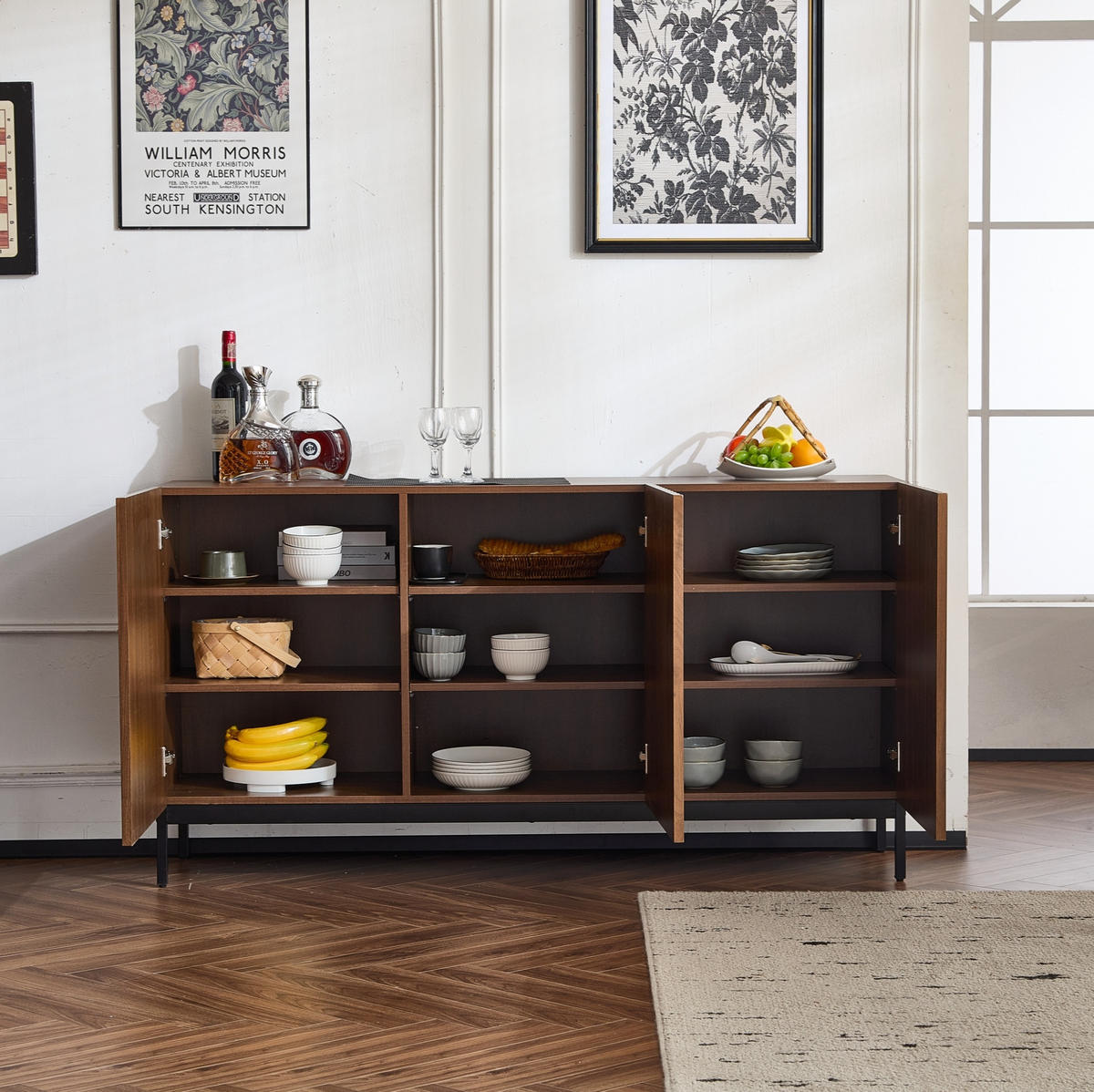 KOMODA z MDF 150x40x80 cm tmavě hnědá s vlnitým 3D designem, nastavitelnými policemi a ochranou proti převrácení - tmavě hnědá, kompozitní dřevo (150/80/40cm) - Modfu