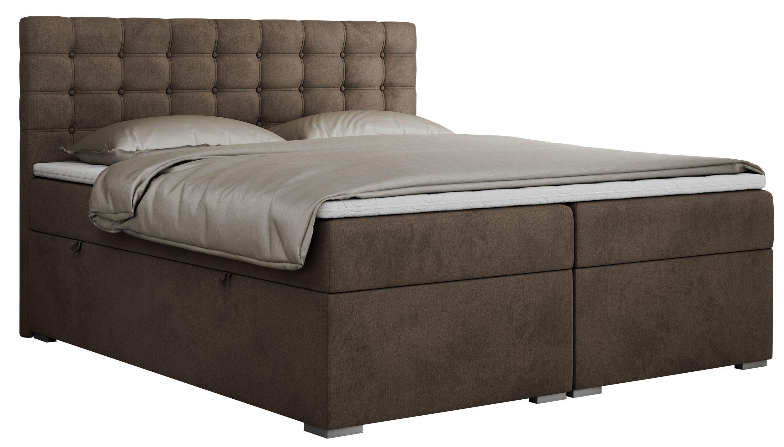 BOXBETT SUSAN 180/200 Braun Velvet - H3 - Braun, Holz/Textil (180/200cm) - MKS
