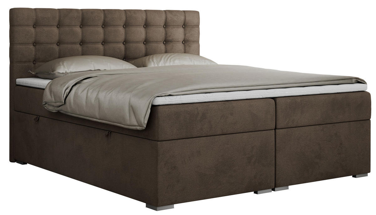 BOXBETT SUSAN 180/200 Braun Velvet - H3 - Braun, Holz/Textil (180/200cm) - MKS