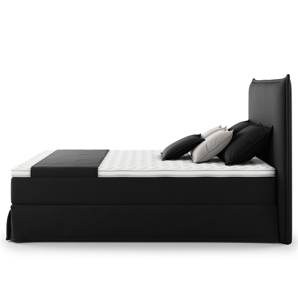 BOXSPRINGBETT mit Husse - Schwarz, Textil (180/200cm) - home24