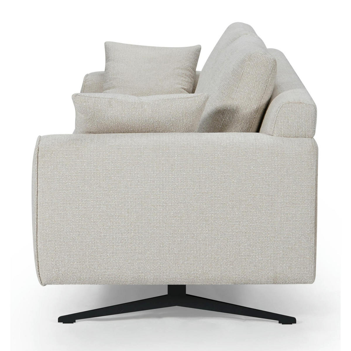 ZWEISITZER-SOFA Webstoff Beige - Beige/Schwarz, Textil/Metall (176/84/92cm) - Furnhouse