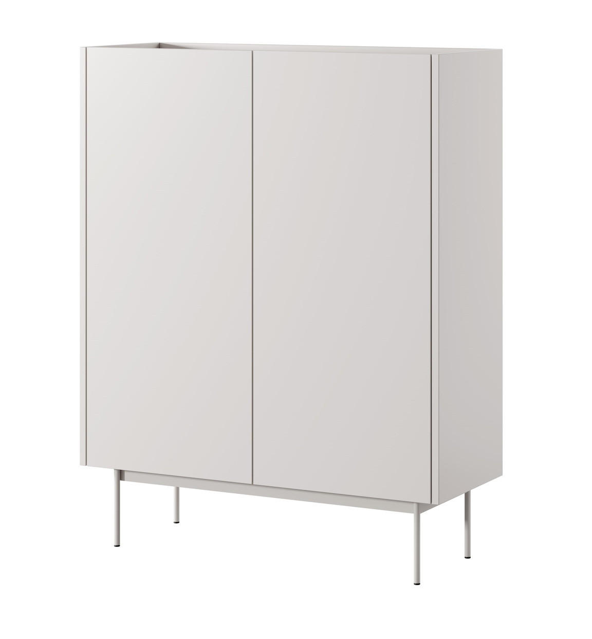 HOHE Kommode 2 Türen Laris - 97 cm, Beige - Kaschmir/Beige, Holz/Metall (97/122/37cm) - Emporius