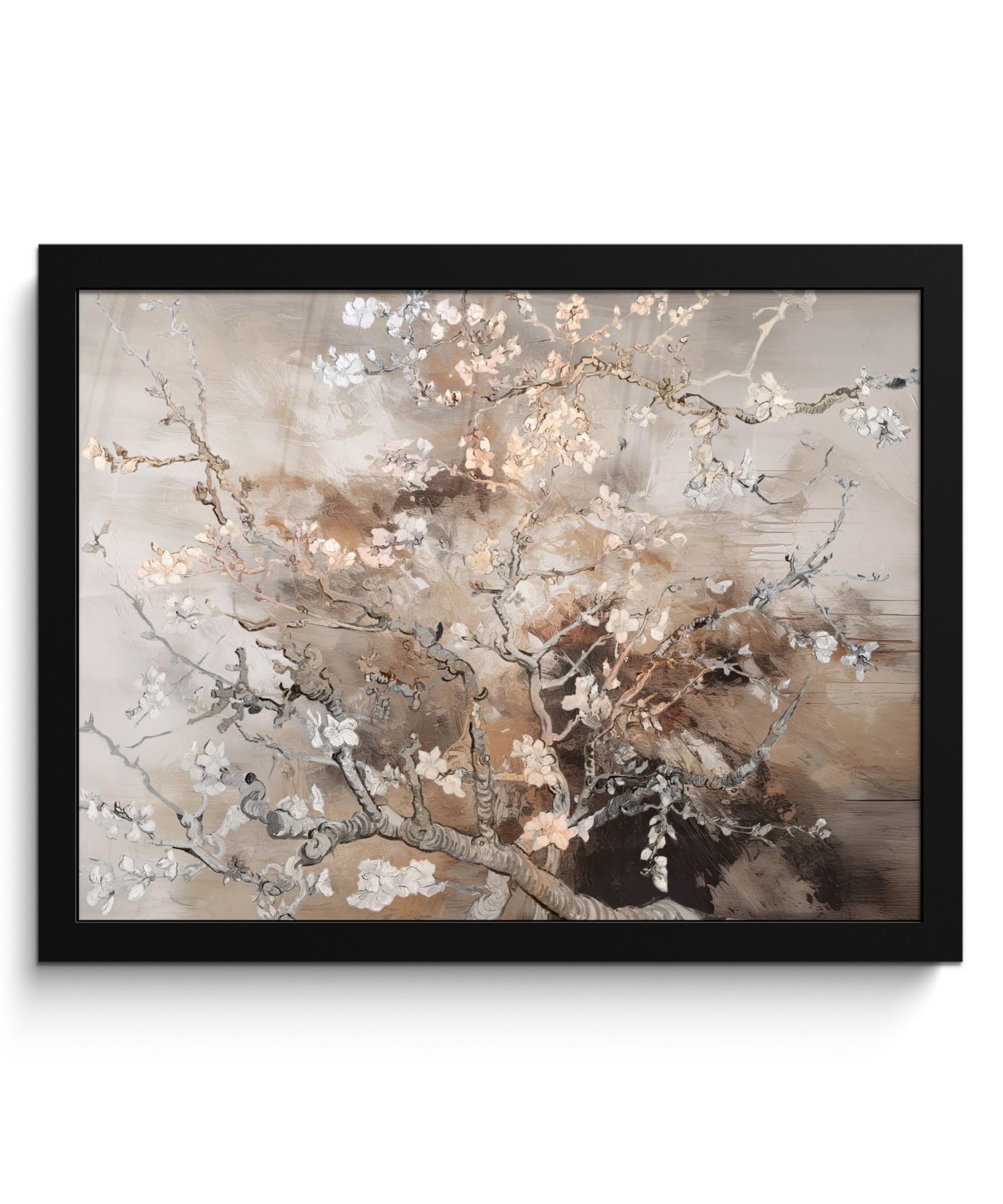POSTER MIT RAHMEN Mandelblüte - Kunst - Van Gogh - Beige - Abstrakt 40x30 cm - Braun, Papier (40/30cm) - MuchoWow
