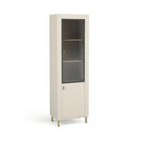 VITRINE Mossa Kaschmir, mit LED - Beige/Goldfarben, Holzwerkstoff (60/194/40cm) - Bettso
