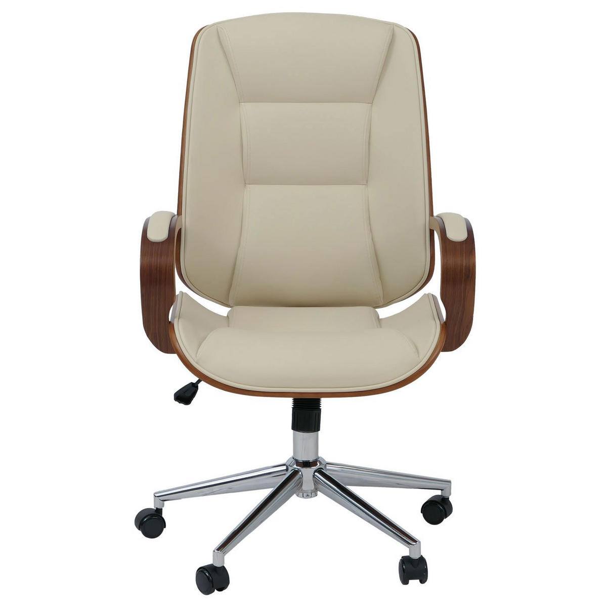 PISARNIŠKI STOL Krema bela - bela, tekstil (61/110/74cm) - MCW