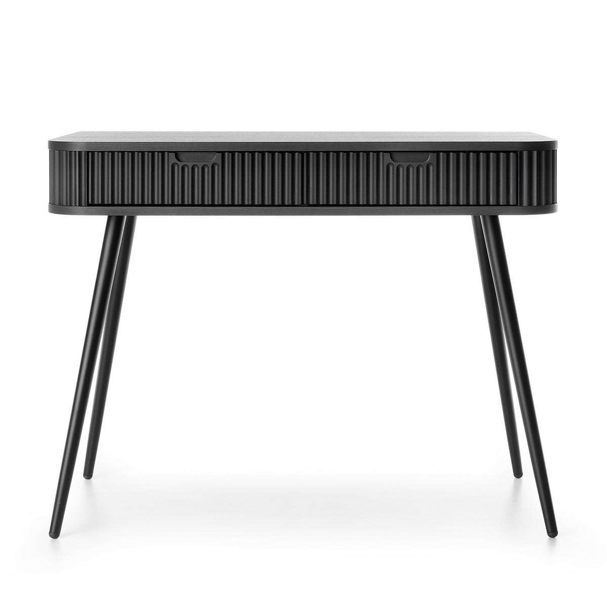 KONSOLENTISCH Zova Schwarz, Schwarze Beine, Schminktisch mit Schubladen - Goldfarben/Schwarz, Holzwerkstoff/Metall (49/103/80cm) - Bettso