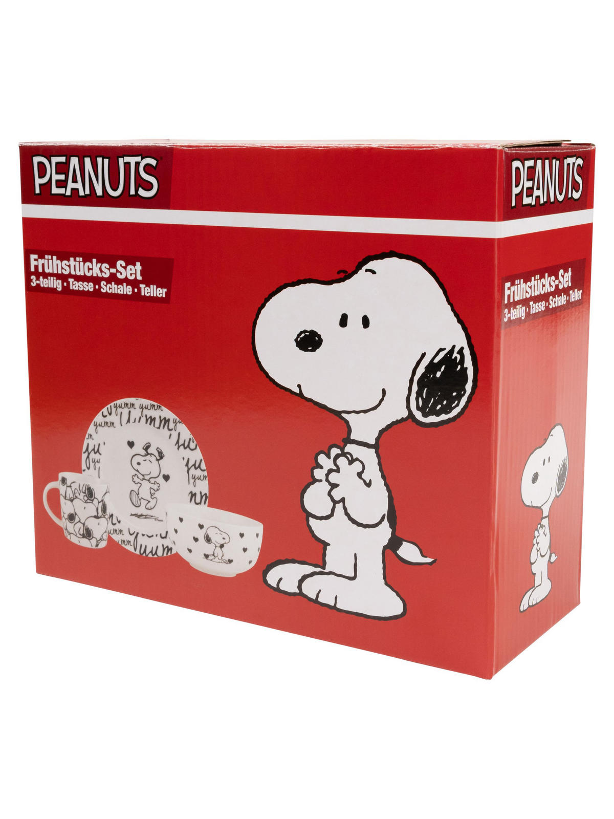 FRÜHSTÜCKSSET The Peanuts Snoopy Weiß/Schwarz 3-teilig - Multicolor, Keramik (23.8/11.2/23.3cm) - United Labels