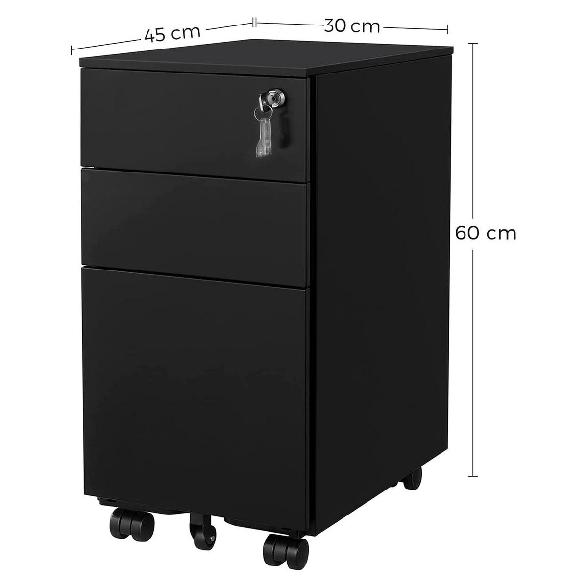 ROLLCONTAINER - Schwarz, Metall (45/60/30cm) - Hansiro