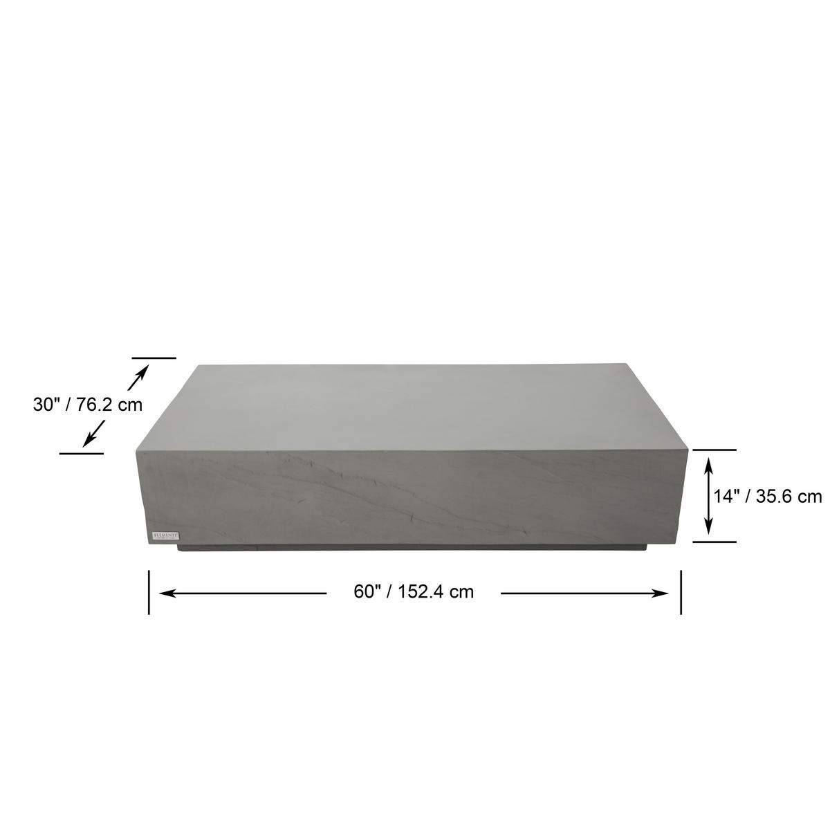 COUCHTISCH COLORADO aus GF-Beton Rechteck, Wetterbeständig, 153x77x36 cm - Grau, Naturmaterialien (153/77/36cm) - Elementi