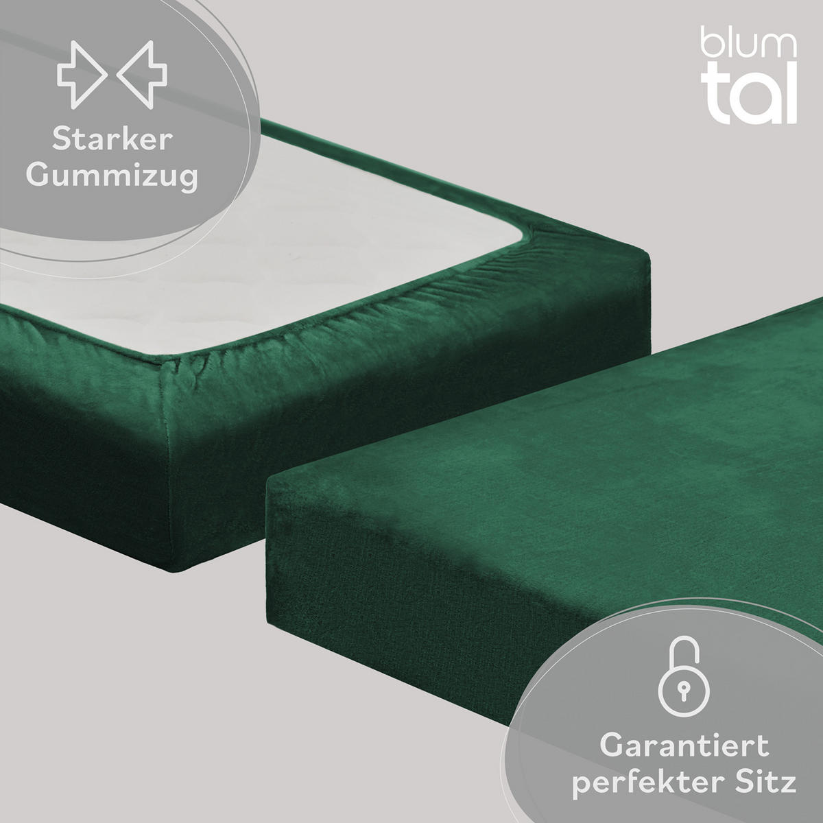 SPANNBETTLAKEN Cashmere Touch 180x200 cm Plüsch Dunkelgrün - Dunkelgrün, Textil (200/180cm) - Blumtal