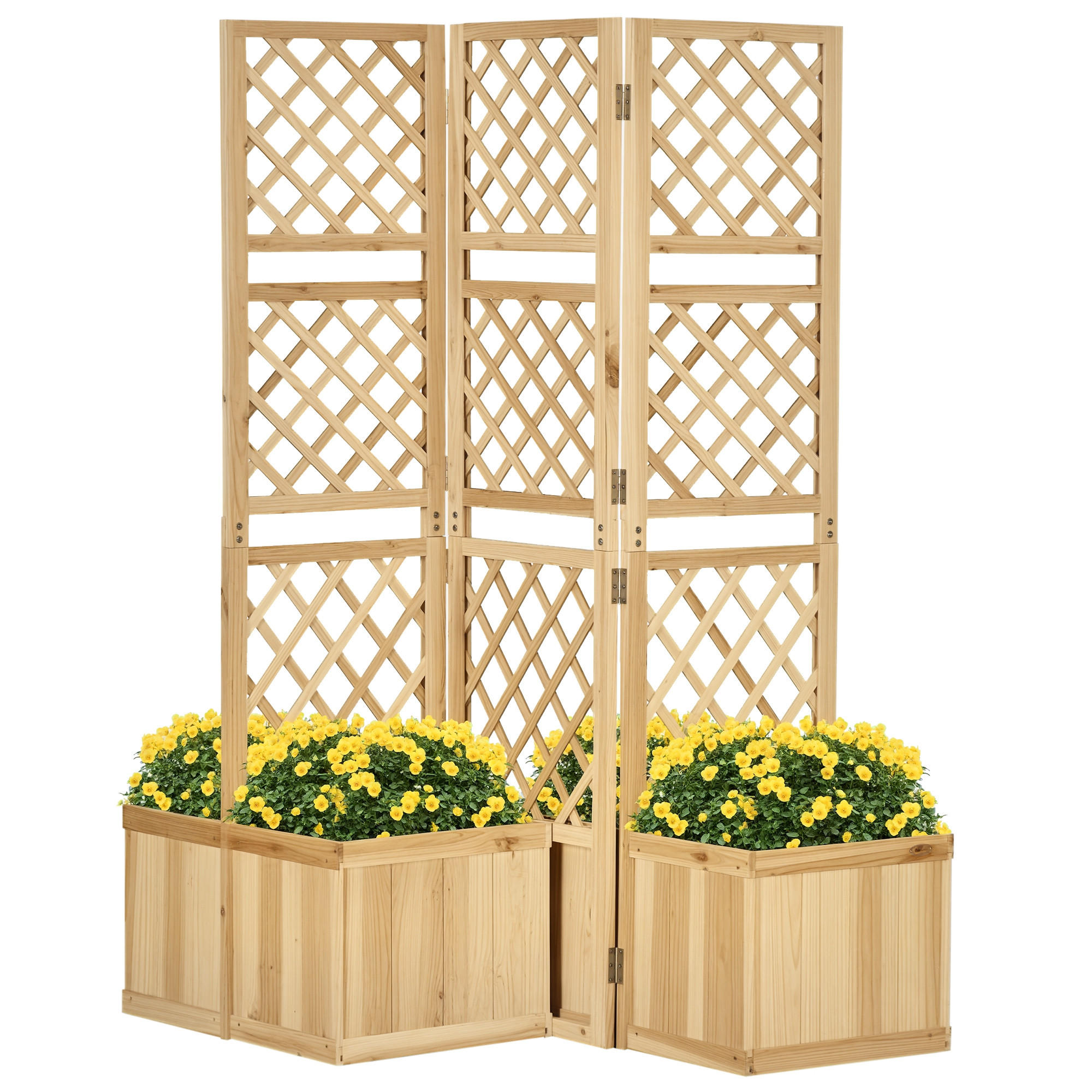 BLUMENKASTEN DE-09857 dreifach klappbar mit 4 Blumenkästen Naturfarbe - Naturfarben, Holz - ComfortXL