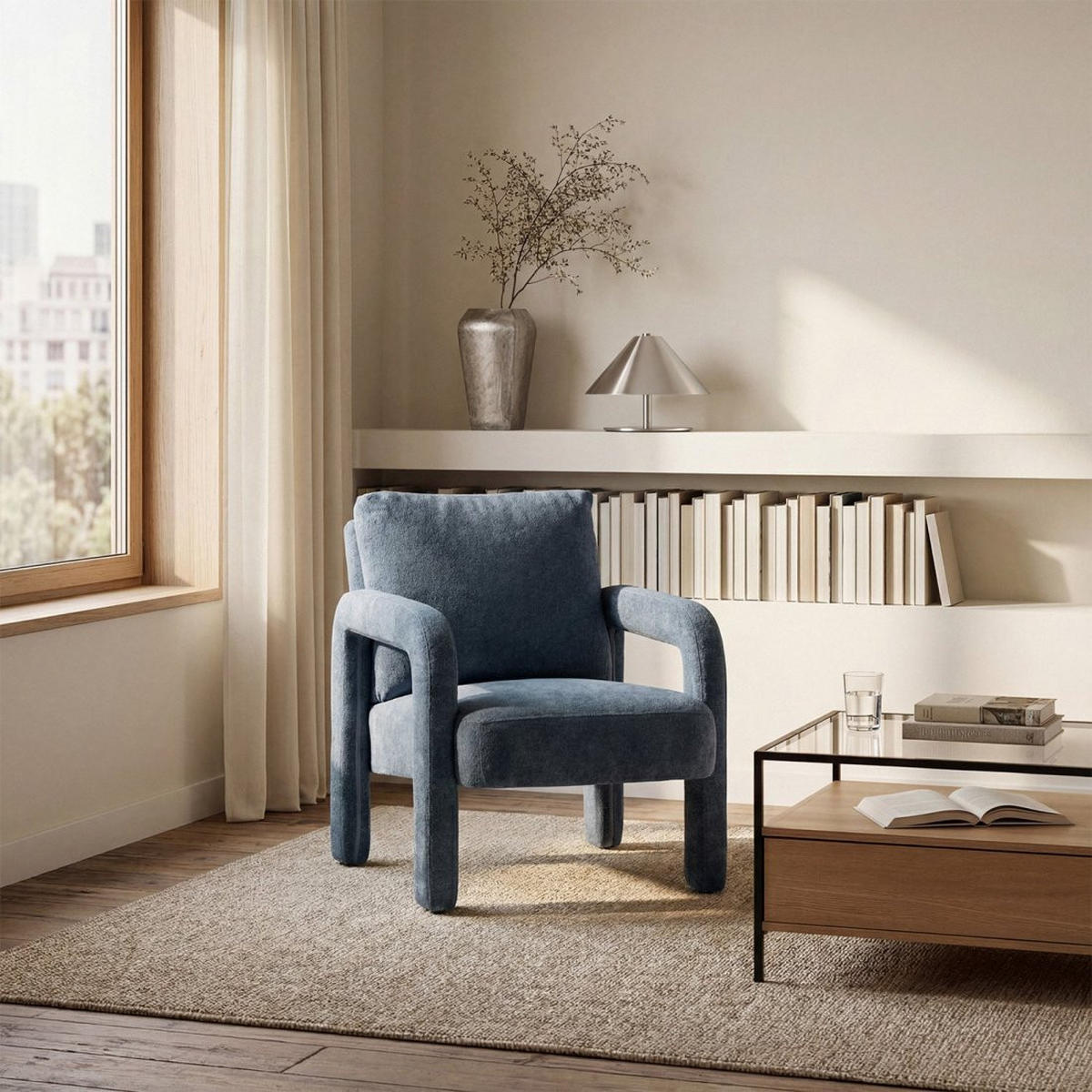 LESESESSEL Runa Blau 72 cm x 81 cm - Blau, Textil (72/81/79cm) - Klast Home