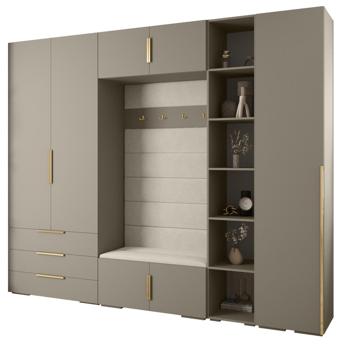 GARDEROBEN-SET 236,7/290/47 - Kaschmir/Goldfarben, Holz/Kunststoff (290/236.7/47cm) - Abiks Möbel