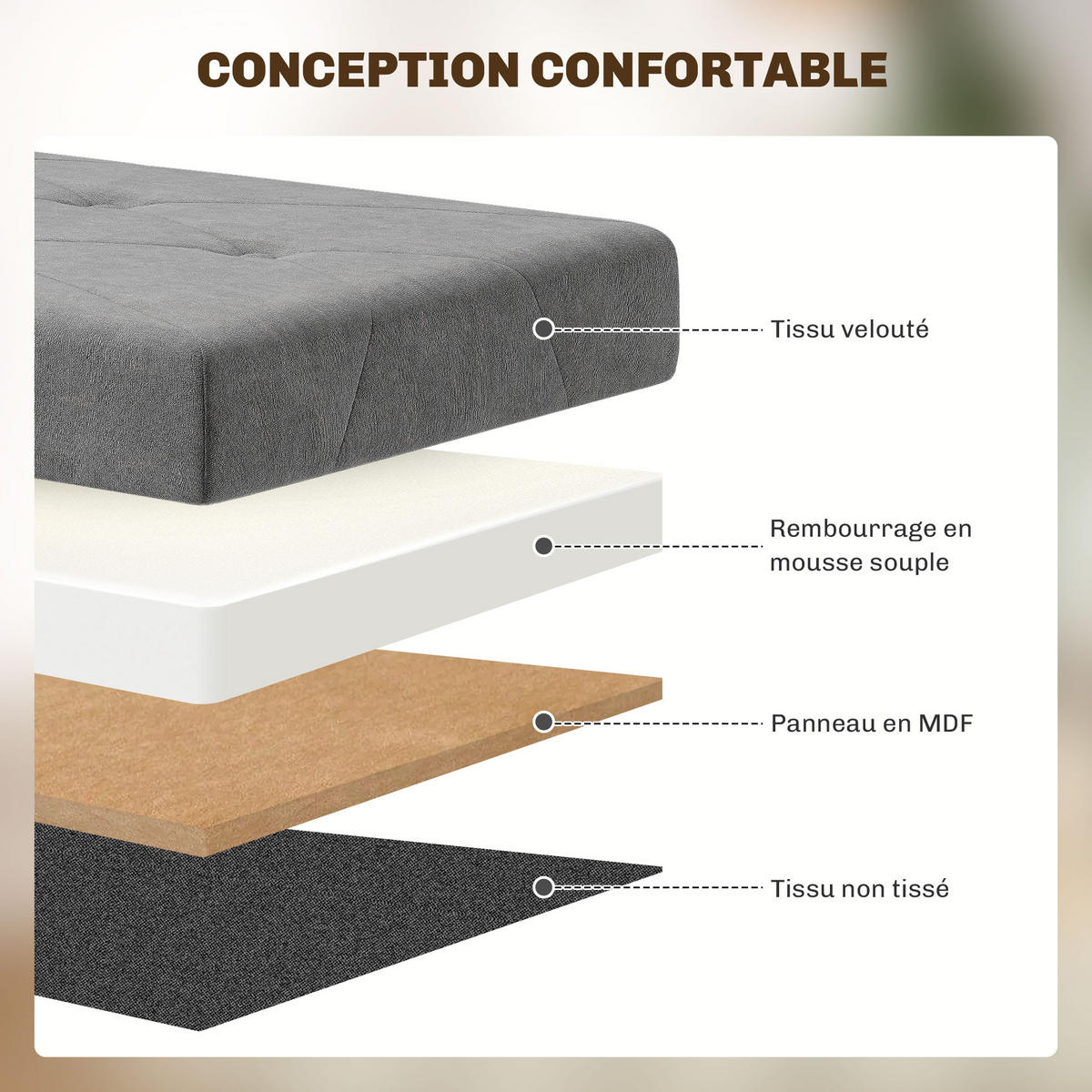 TRUHENBANK DE-16388 klappbar mit Stauraum und Knopfheftung Grau - Grau, Textil (76/38/38cm) - ComfortXL