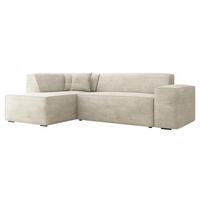 ECKSOFA Lordin Cord, Seite: Links - Schwarz/Naturfarben, Holz/Textil (267/205cm) - MIRJAN24