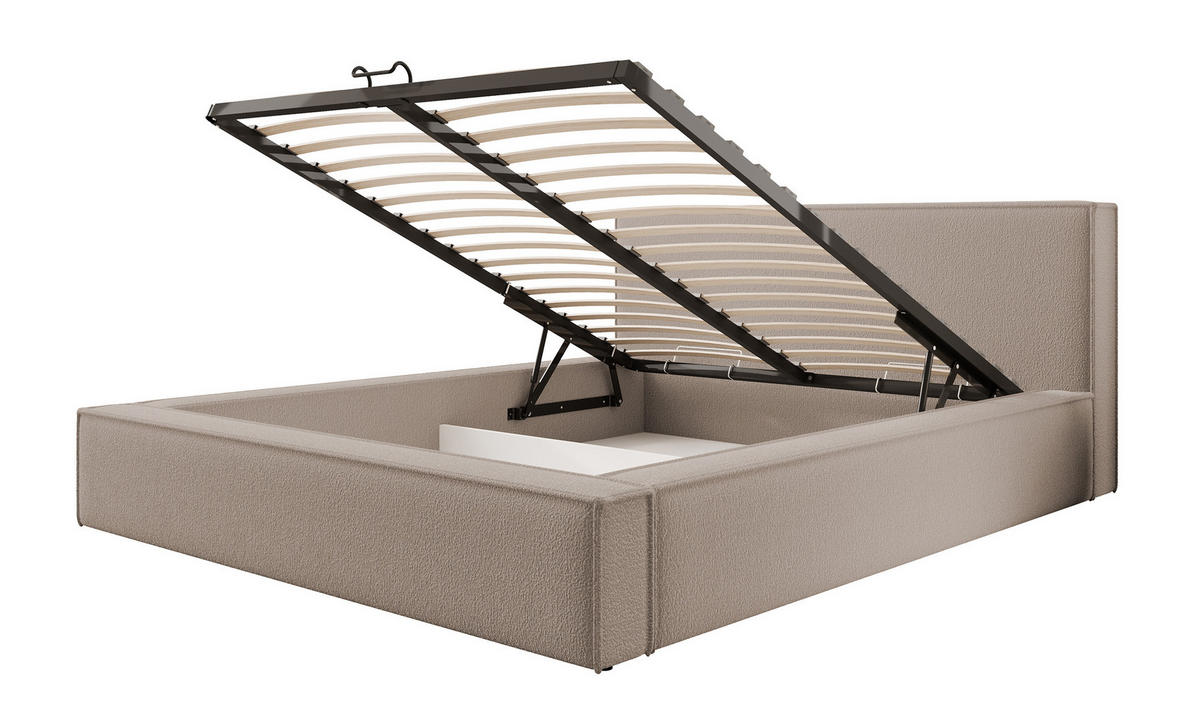 POLSTERBETT Bocalio Dunkelbeige Boucle 160 cm - Mokka, Textil (160/200cm) - Selsey