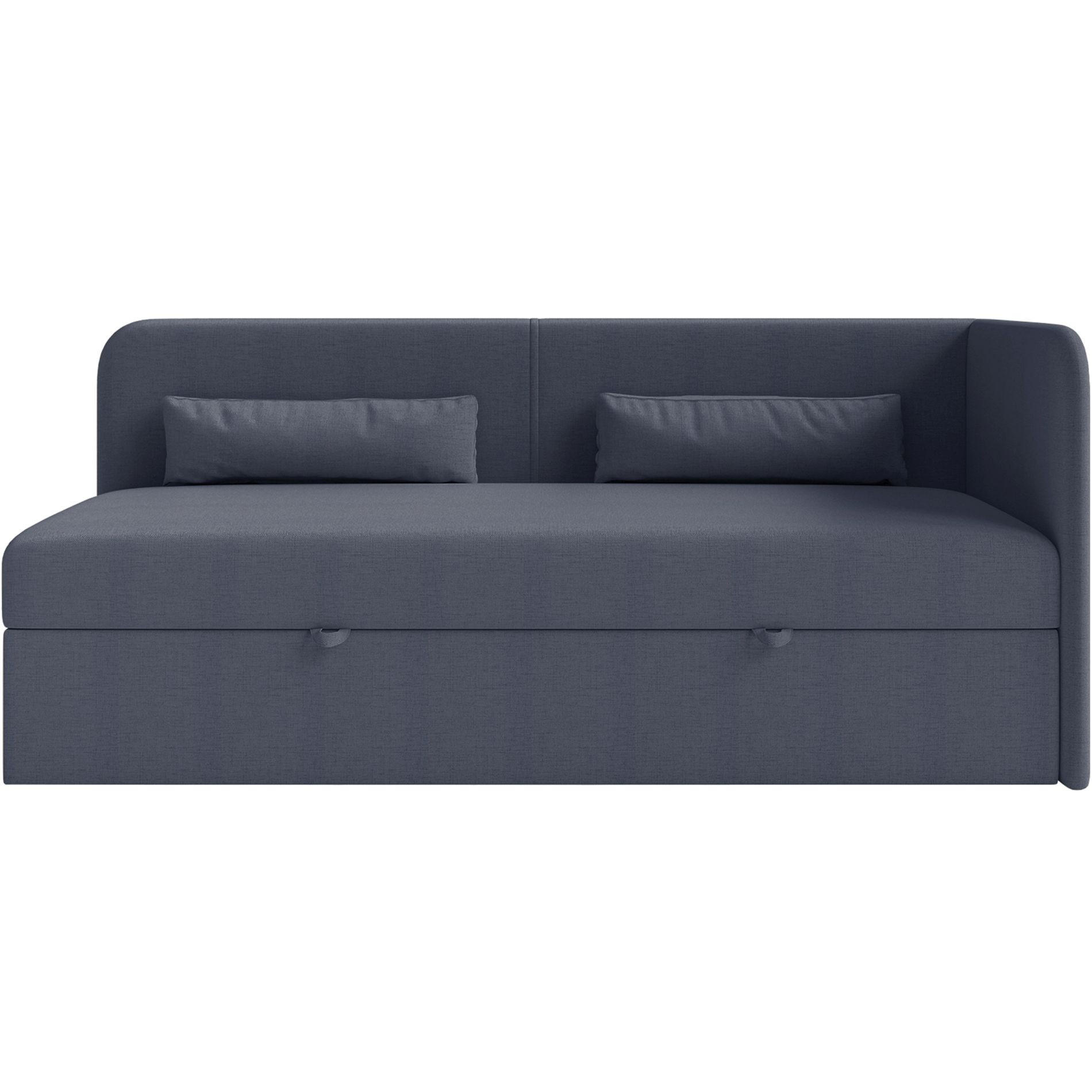 JUGENDBETT Calmmo Dunkelblau mit Chenille-Bezug, Kopfteil rechts - Dunkelblau, Textil (90/200cm) - Selsey