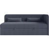 JUGENDBETT Calmmo Dunkelblau mit Chenille-Bezug, Kopfteil rechts - Dunkelblau, Textil (90/200cm) - Selsey