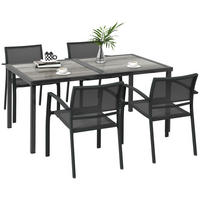 SITZGRUPPE Gartenmöbel-Set, 1 Esstisch, 4 stapelbaren Stühlen, Textil, Dunkelgrau - Grau, Textil/Metall - Outsunny