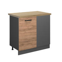 ECKUNTERSCHRANK R-Line Goldkraft Eiche 86 cm, AP Eiche - Anthrazit/Eiche Wotan, Holzwerkstoff (86/81.6/60cm) - Vicco