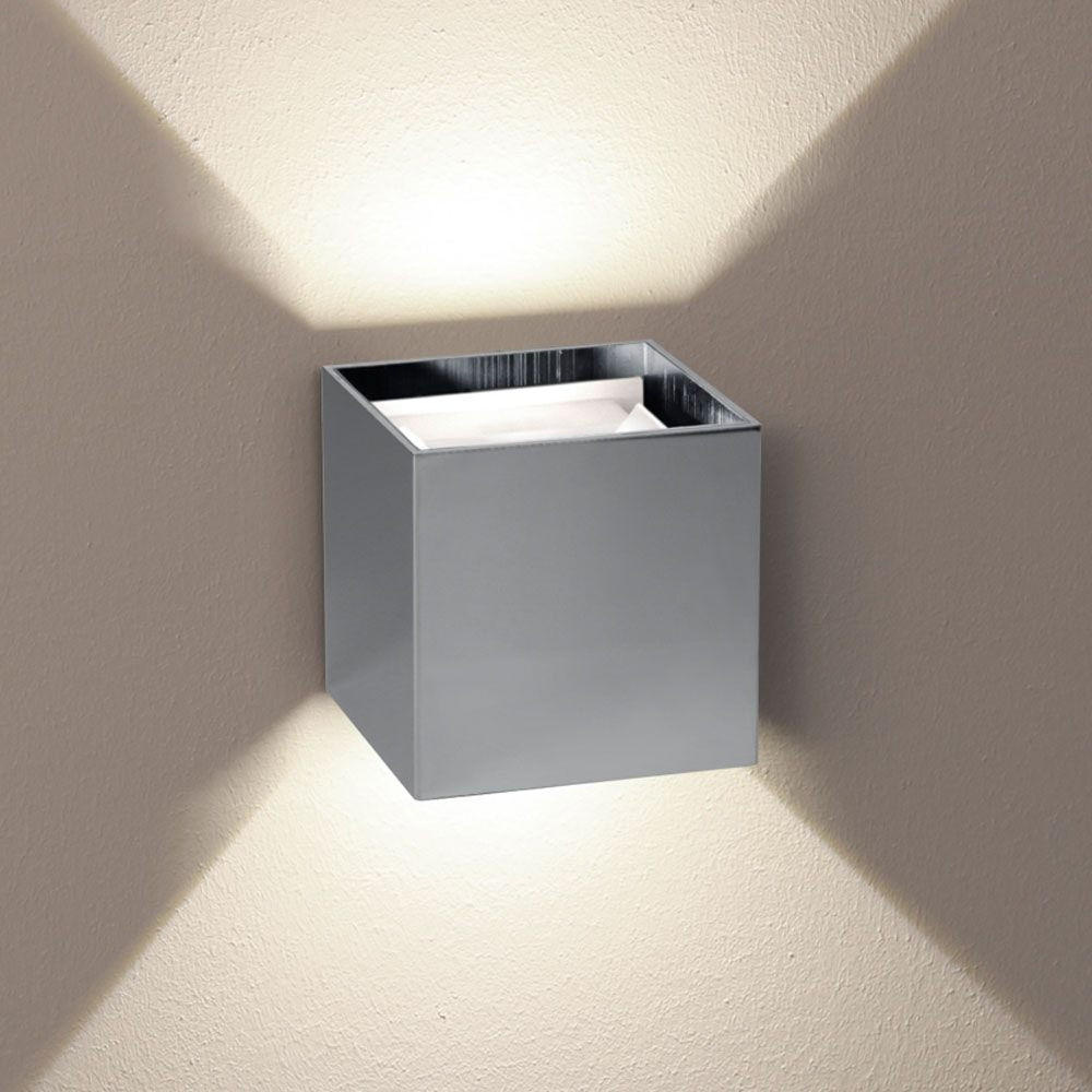 s.luce Led-Wandlampe Chrom 10x10x10 cm